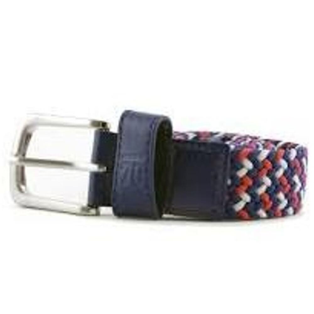 Larsson & Co Stockholm braided stretch belt silver-tone buckle golf mens L Lux